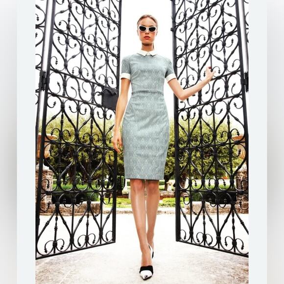 Cynthia Steffe Contemporary Floral Jacquard Dress Mod Retro 60’s Style Size 6 - Picture 1 of 11